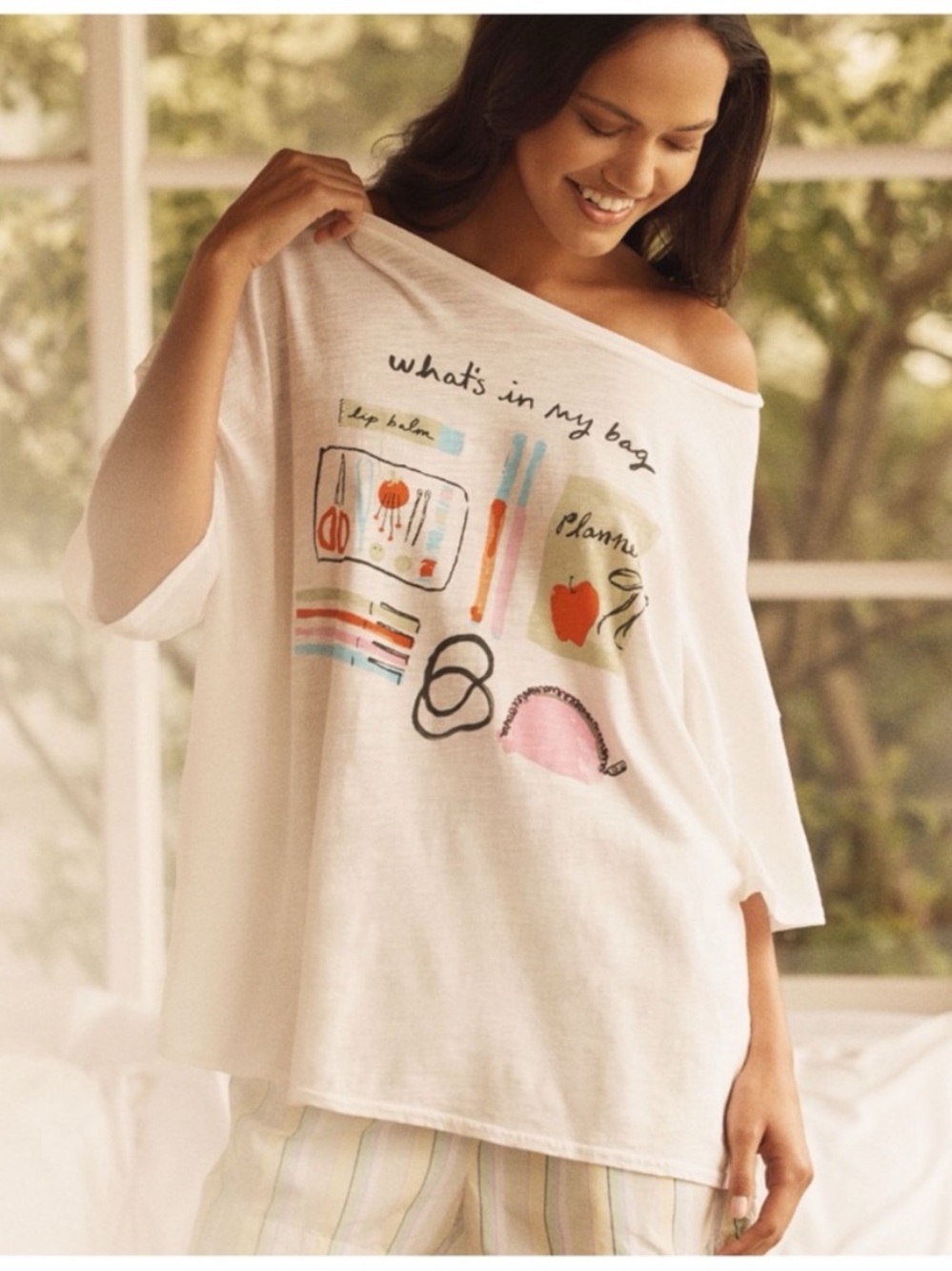 NWT Anthropologie Phthalo Ruth x LyreBird Oversized Artwork Lounge Tee, S